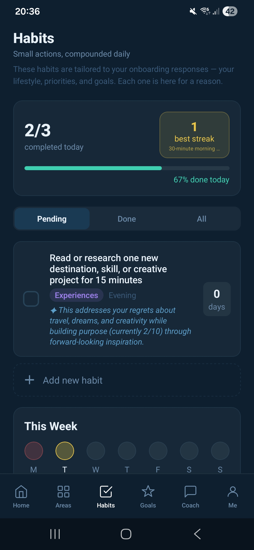 Habits screen